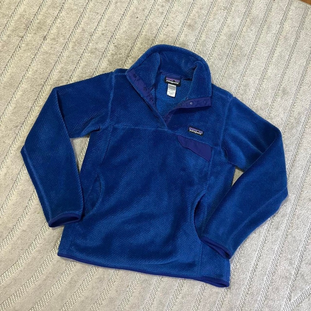 Patagonia blue fleece jacket women's small Re-Tool Snap-T Pullover outdoor